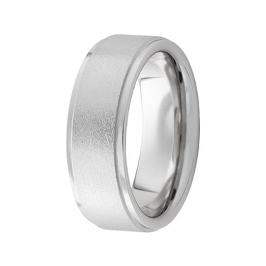 Serinium® Flat Band with Grooved Edges and Stone Finish