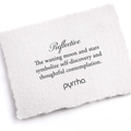 A Pyrrha note describing the Reflective Talisman. It reads, "The waning moon and stars symbolize self-discovery and thoughtful contemplation."