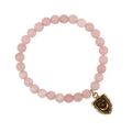 Pink Opal Beaded Bracelet with a bronze talisman depicting A crescent moon below 3 stars