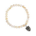 Rutilated Quartz Beaded Bracelet with a Sterling Silver talisman depicting A crescent moon below 3 stars
