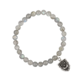 Labradorite Beaded Bracelet with a Sterling Silver talisman depicting A crescent moon below 3 stars