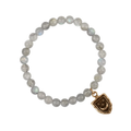 Labradorite Beaded Bracelet with a bronze talisman depicting A crescent moon below 3 stars