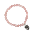 Pink Opal Beaded Bracelet with a Sterling Silver talisman depicting A crescent moon below 3 stars