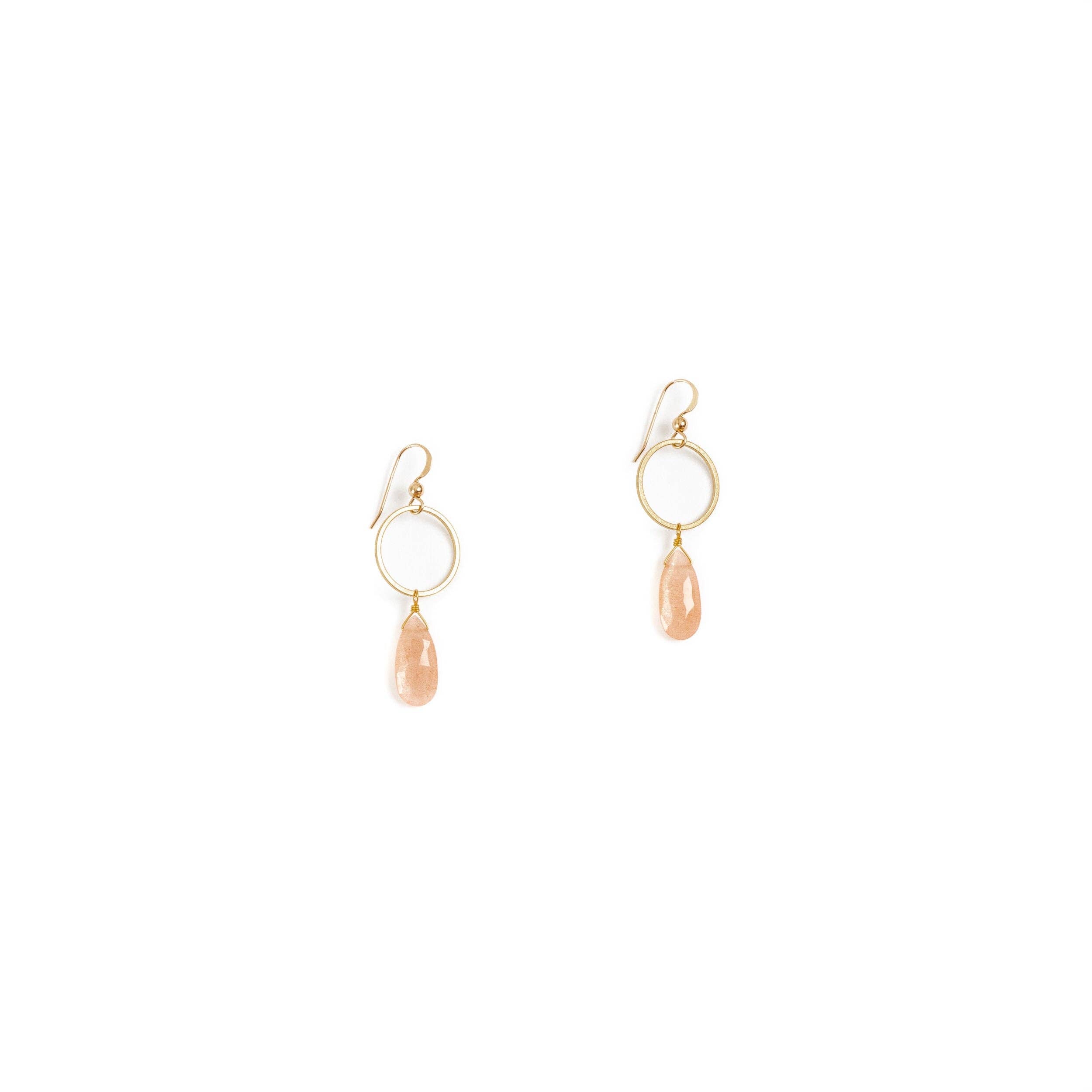 Rhea Earrings, featuring hand-cut stones and recycled brass with 14K gold-fill ear wires.