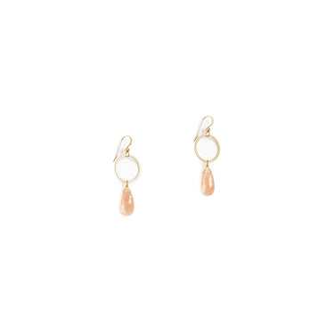 Rhea Earrings, featuring hand-cut stones and recycled brass with 14K gold-fill ear wires.