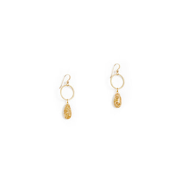 Rhea Earrings, featuring hand-cut stones and recycled brass with 14K gold-fill ear wires.