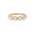 18K Yellow gold Ribbed Ring with 4 Rose Cut Diamonds