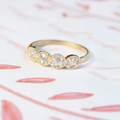 18k Yellow Gold Ribbed Ring with 4 Rosecut Diamonds