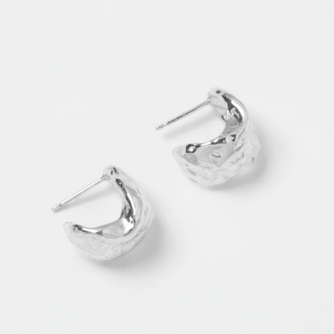 Sterling silver textured hoop earrings with sterling silver posts