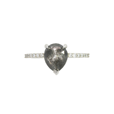 Pear Shaped Salt & Pepper Diamond Solitaire