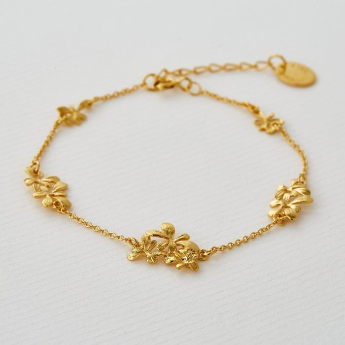 Gold Plated Silver Bracelet with Rossetee Clusters Throughout