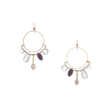 Austra Earrings ,Created with lightweight materials,  featuring an array of serene gemstones with facets that reflect light for a subtle yet stunning effect. 