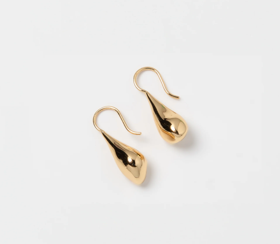 14k Gold Plated brass drop earrings with 14k yellow gold posts 