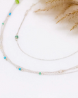 Three Strand Necklace with Turquoise, Pearl and Peridot