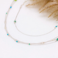 Three Strand Necklace with Turquoise, Pearl and Peridot | Magpie Jewellery