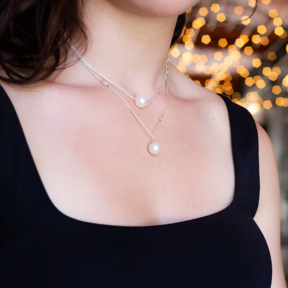 Pearl Necklace with Beaded Chain