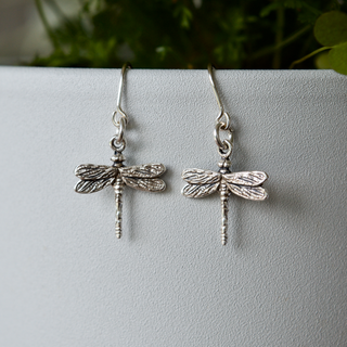 Tiny Dragonfly Drop Earrings | Magpie Jewellery