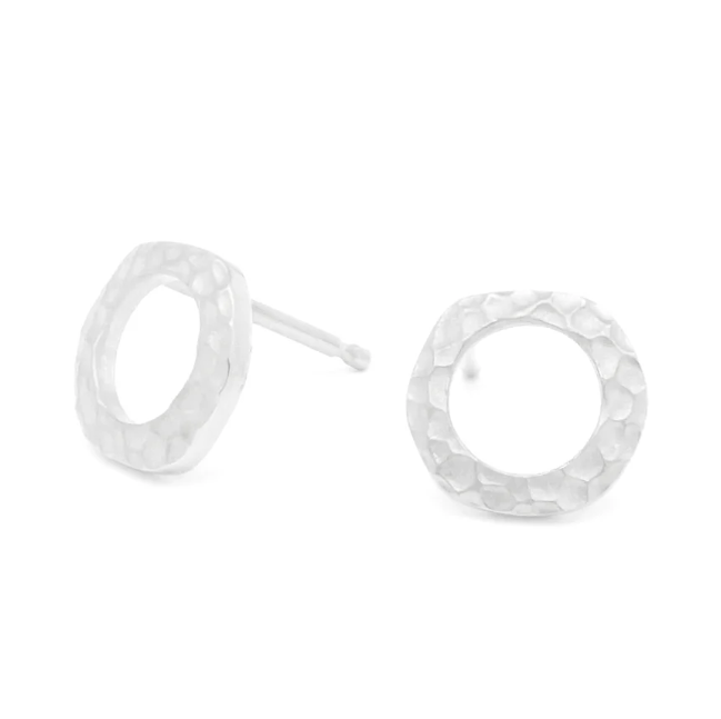 Open Hammered Circle Stud Earring