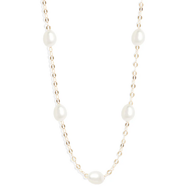 Oval Shimmer Spaced Pearl Necklace