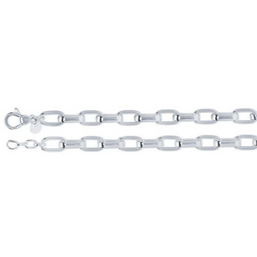 Sterling Silver 9.5mm Hollow Oval Link Chain Bracelet