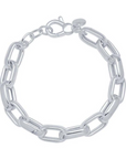 Sterling Silver 9.5mm Hollow Oval Link Chain Bracelet