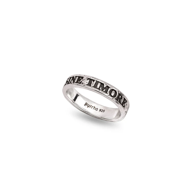 Sterling Silver Latin Motto band with the text SINE TIMORE written on the front