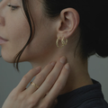 18k Yellow Gold Small Braided Hoop Earrings | On Model