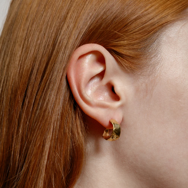 Small Gold plated Brass earrings | on model