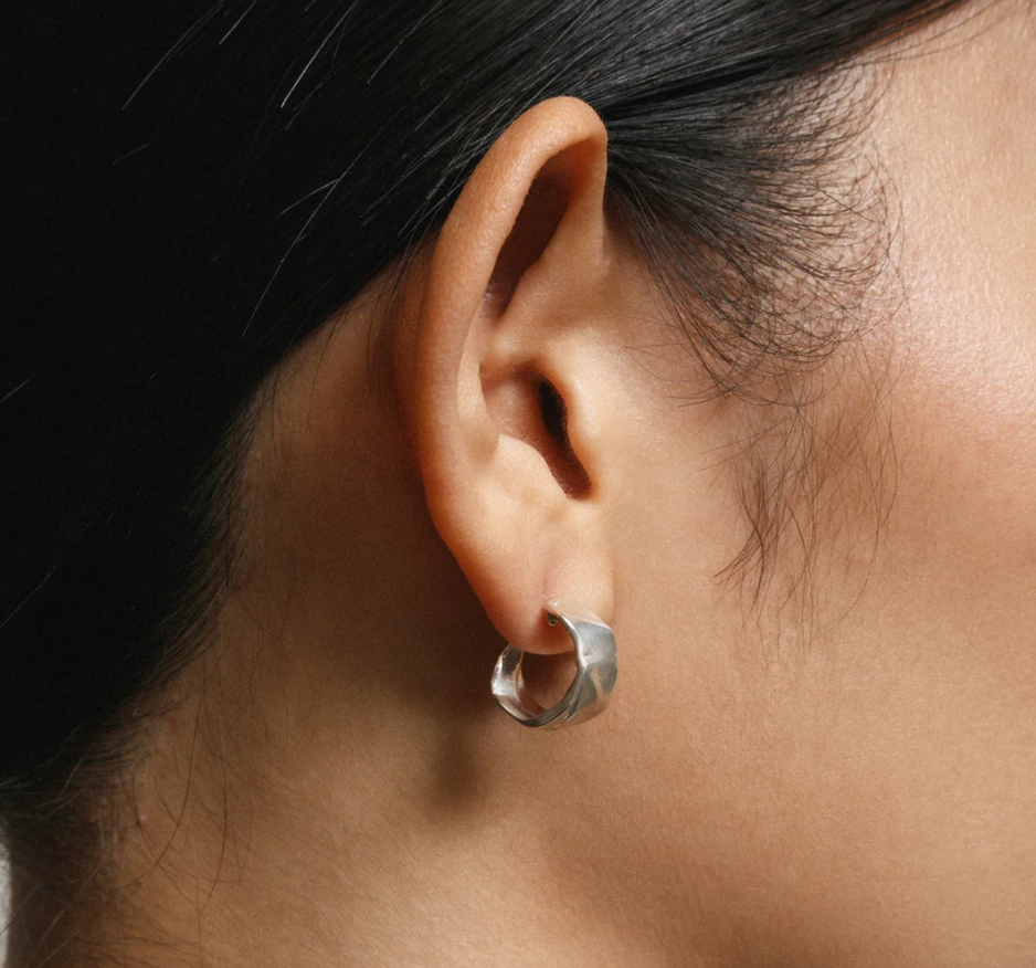 Small Sterling Silver earrings | on model