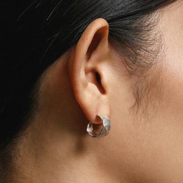 Small Sterling Silver earrings | on model