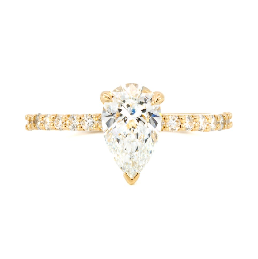 14k Yellow Gold Solitaire Ring with Pear Diamond