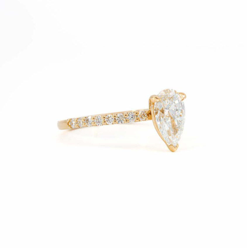 14k Yellow Gold Solitaire Ring with Pear Diamond