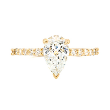 14k Yellow Gold Solitaire Ring with Pear Diamond