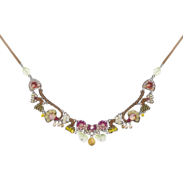 Plated Sterling Silver Earrings  predominantly featuring Many tiny beads with mainly red pruple and earthy tones with dangling beads held together by silver chain