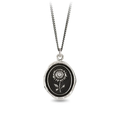 Sterling SIlver talisman necklace depicting a Tall upright sunflower