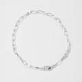 17" Silver plated brass cable chain necklace with organic links