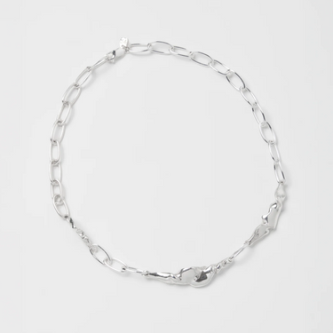 17" Silver plated brass cable chain necklace with organic links