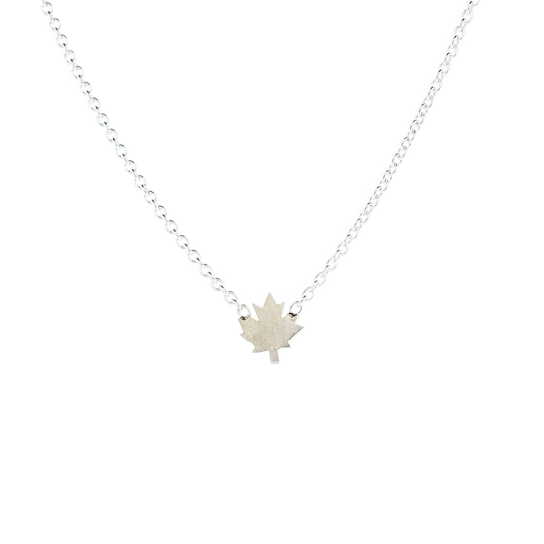 Sterling Silver Necklace with a tiny maple leaf pendant