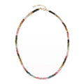 Tourmaline necklace featuring carefully-selected 4mm Watermelon Tourmaline beads, securely placed along a 14k gold clasp