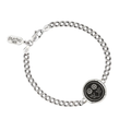 sterling silver chain bracelet including a talisman depicting 2 Daisies connected at their stems