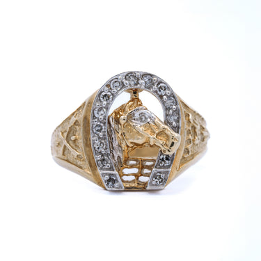 Vintage 10ky Gold - Diamond Horseshoe Ring