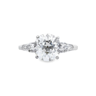 VINTAGE-  18k White Gold Art Deco Ring w/ 2.32ct Old European Cut
