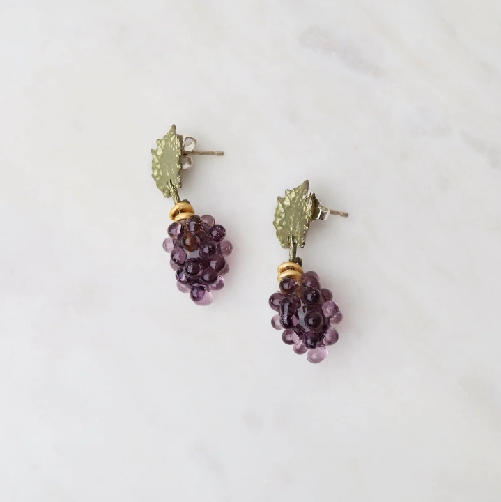 Wild Grape Vine Stud Drop Earrings