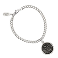 Sterling Silver chain Bracelet with a talisman depicting a Butterfly above a large field of flowers and plants.
