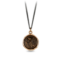 Bronze Necklace with a talisman depicting a Butterfly above a large field of flowers and plants.