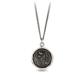 Sterling Silver Necklace with a talisman depicting a Butterfly above a large field of flowers and plants.