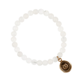 Bracelet made from White Jade beads, with Bronze Talisman depicting an Owl