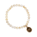 Bracelet made from Rutilated Quartz beads, with Bronze Talisman depicting an Owl