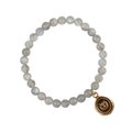 Bracelet made from Labradorite beads, with Bronze Talisman depicting an Owl