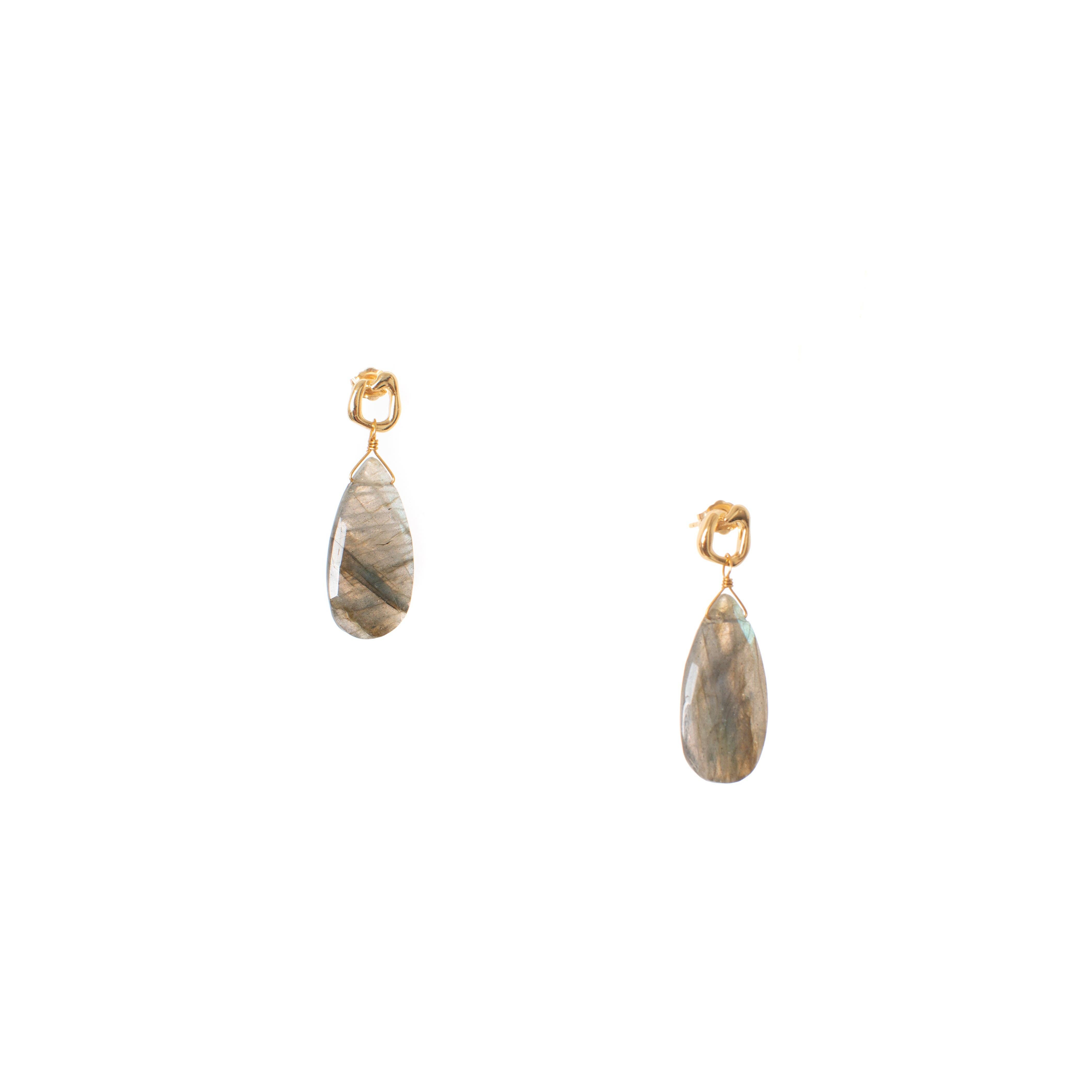 14K gold-plated brass Jupiter Earrings Featuring Labradorite